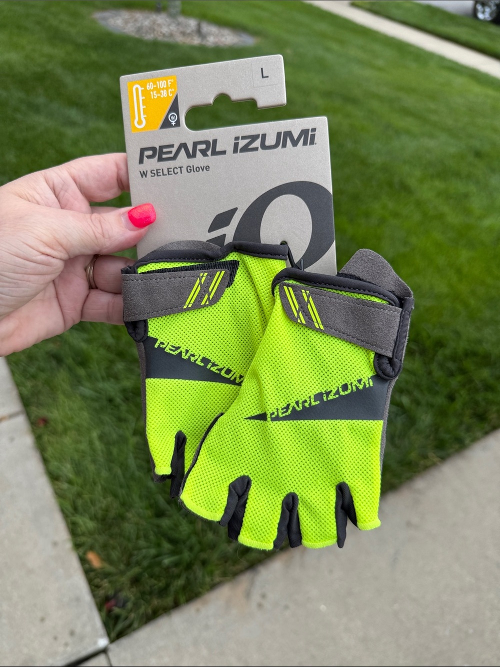 Pearl Izumi Women's Neon Yellow and Gray Half-Finger Cycling Gloves